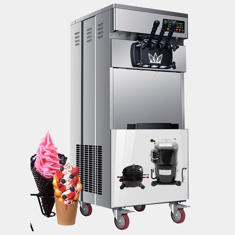 Double Compressor No-Cleaning Vertical Soft Ice Cream Machine With Pre-Cooling